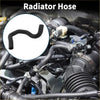 Black rubber lower radiator hose for toyota rav4 2020-2023 with curved flexible design shown from back side