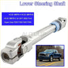 Silver metallic lower steering shaft with blue rubber boot and precision joints for 2017-2022 ford super duty trucks