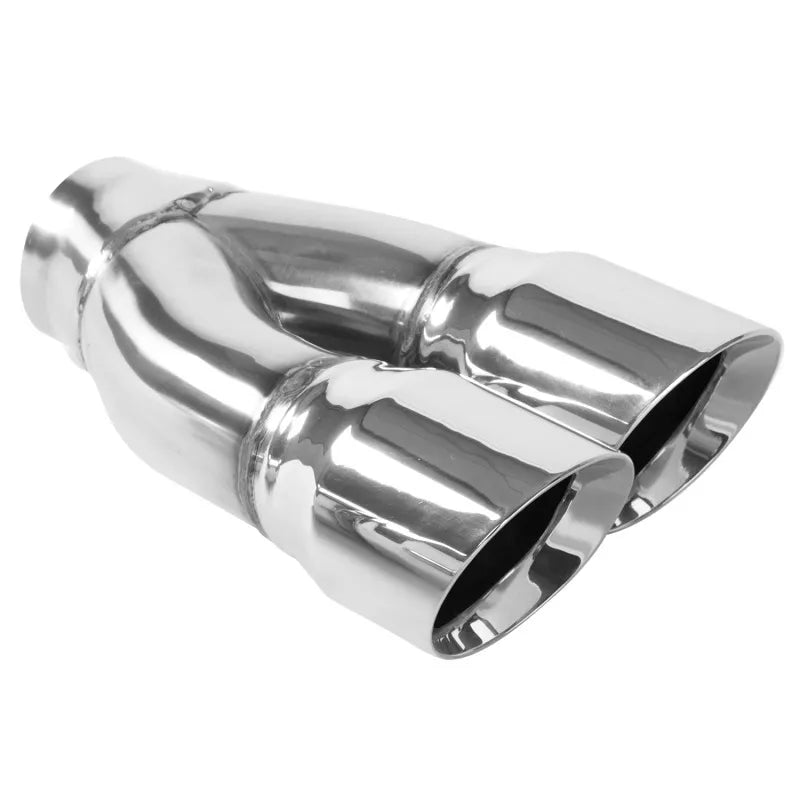 Magnaflow MagnaFlow Tip Stainless Double Wall Round Dual Outlet Polished 3in DIA 2.25in Inlet 9.75in Length