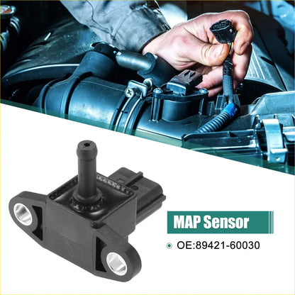 Black plastic manifold absolute pressure sensor with cylindrical protrusion and two mounting holes for toyota land cruiser 3.0l