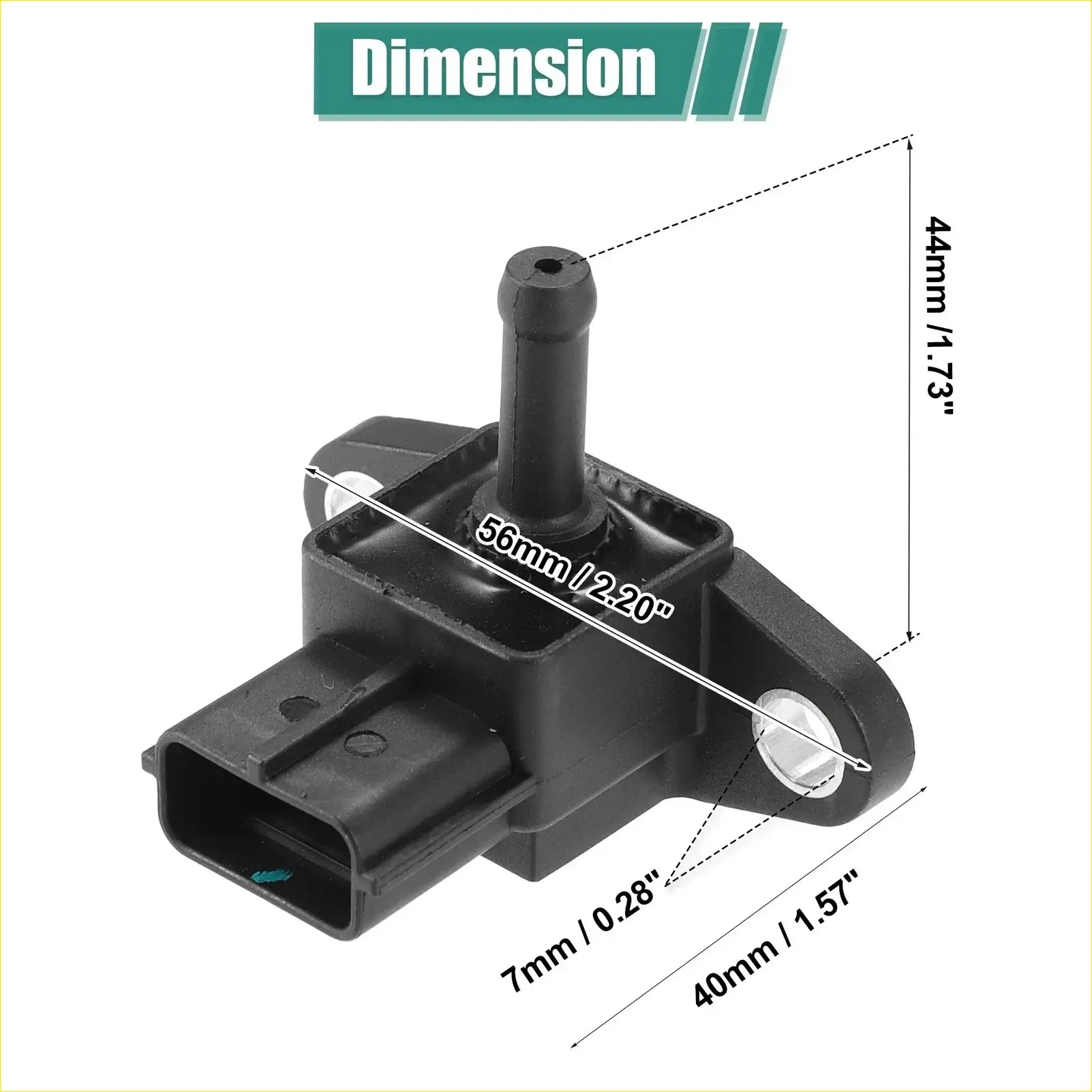 Black plastic manifold absolute pressure sensor with cylindrical intake port and rectangular connector for toyota land cruiser 3.0l