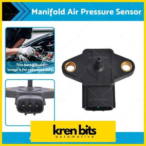 Black manifold air pressure sensor with gold mounting holes and rectangular connector for nissan y61 gu patrol 3.0