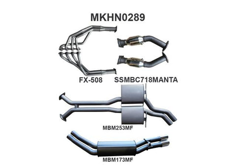 Manta 2.5" Dual Exhaust With Extractors Quiet Fits WH