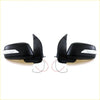 Black plastic manual door mirrors with integrated led turn signals and wiring for nissan navara pathfinder 2004-2014 back view