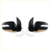 Black plastic manual door mirrors with led turn signals and wiring for nissan navara d40 2005-2015 shown from back