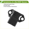 Black plastic map sensor for Toyota Prius V 1.8 (2012-2017) with two mounting holes and rectangular connector port backside view