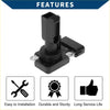 Black plastic mass air flow sensor with metallic mounting brackets for toyota previa 2006-2016 shown from the back side