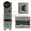 Gray plastic automotive power window regulator motor with black connectors and exclusive motors logo for nissan models