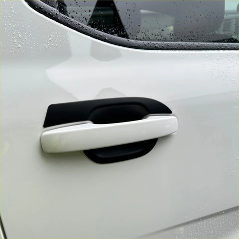 Matte black door bowl inserts with glossy black and white car door handle covers for ford ranger 2022 4-piece set