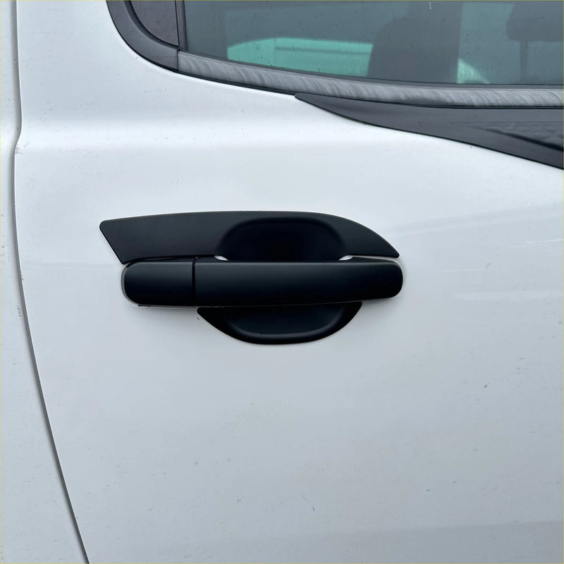 Matte black car door handle cover with a sleek matte finish for ford ranger and everest shown from the back side