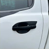Matte black door handle cover with a matte finish for ford ranger and everest on a white vehicle
