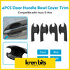 Matte black plastic door handle cover trim for isuzu d-max shown from the back side with a bowl design