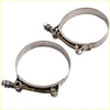 Stainless steel t-bolt hose clamps with polished finish and threaded adjustment for maxpeedingrods 275 cold side intercooler pipe kit ford 4wd ute offroad