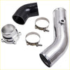 Shiny chrome turbocharger intake manifold with black rubber elbow and clamps in maxpeedingrods cold side pipe kit for 4wd ute offroad