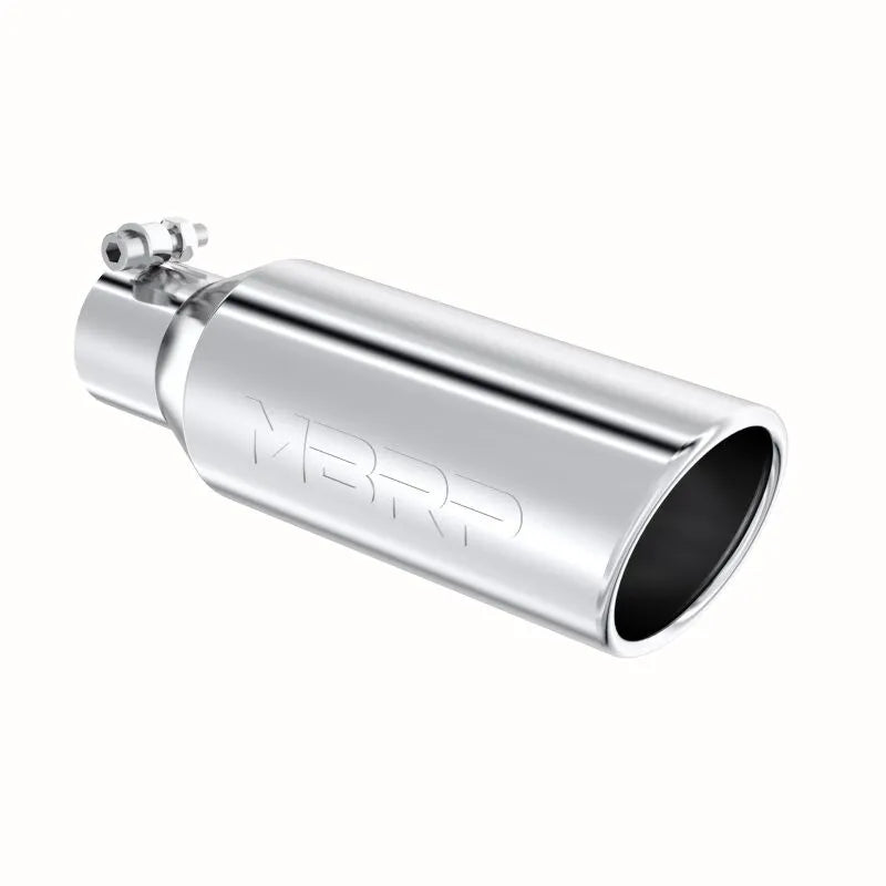 MBRP MBRP Universal Tip 4in OD 2.5in Inlet 12in Length Angled Cut Rolled End Clampless No-Weld T304