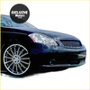 Black glossy front bumper with chrome accents and carbon fiber mesh grill for infiniti m35 m45 nissan fuga 2006 2007