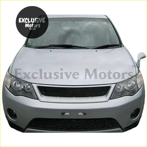 Silver mitsubishi lancer front fascia featuring a black mesh grille with chrome accents for mitsubishi outlander 2007-2009