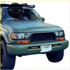 Olive green toyota land cruiser 70 series with black mesh grill and roof rack for lc80 prado 1991-1997 models