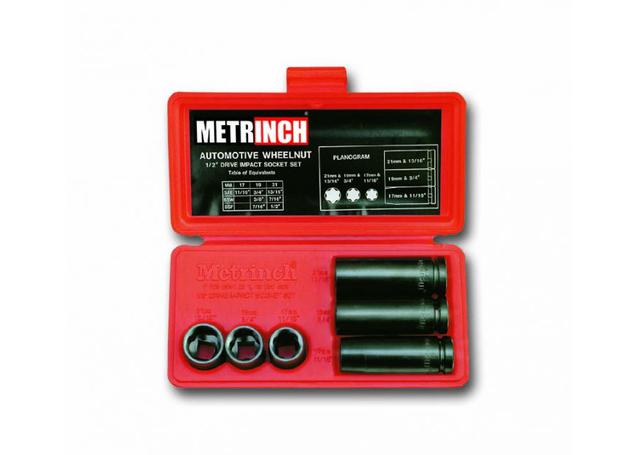 Metrinch Wheel Nut Socket Set 1/2" Drive 6Pc MET-2460