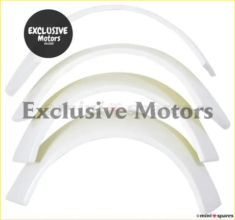 White plastic mini wheel arches miglia fender liners shown from the back for automotive use