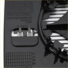 Black plastic air conditioning compressor housing with molded grid patterns and terminals shown from back for ford f-150 mirror glass heated right passenger side