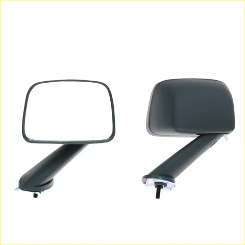 Black plastic side-view mirrors with rectangular reflective surface and curved housing for Mazda Rotary Luce 929 RX-4