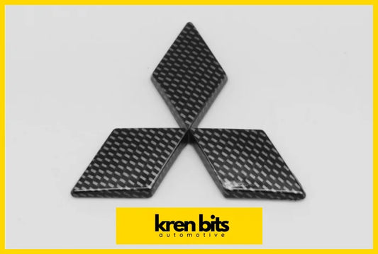 Mitsubishi 3D Black Carbon Badge Set Kren Bits