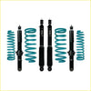 Teal and black coilover suspension kit with sho branded shocks for mitsubishi pajero nm to nx swb by dobinsons
