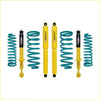 Yellow and teal coilover suspension kit with black shock absorber tops for mitsubishi pajero sport dobinsons twin tube nitro
