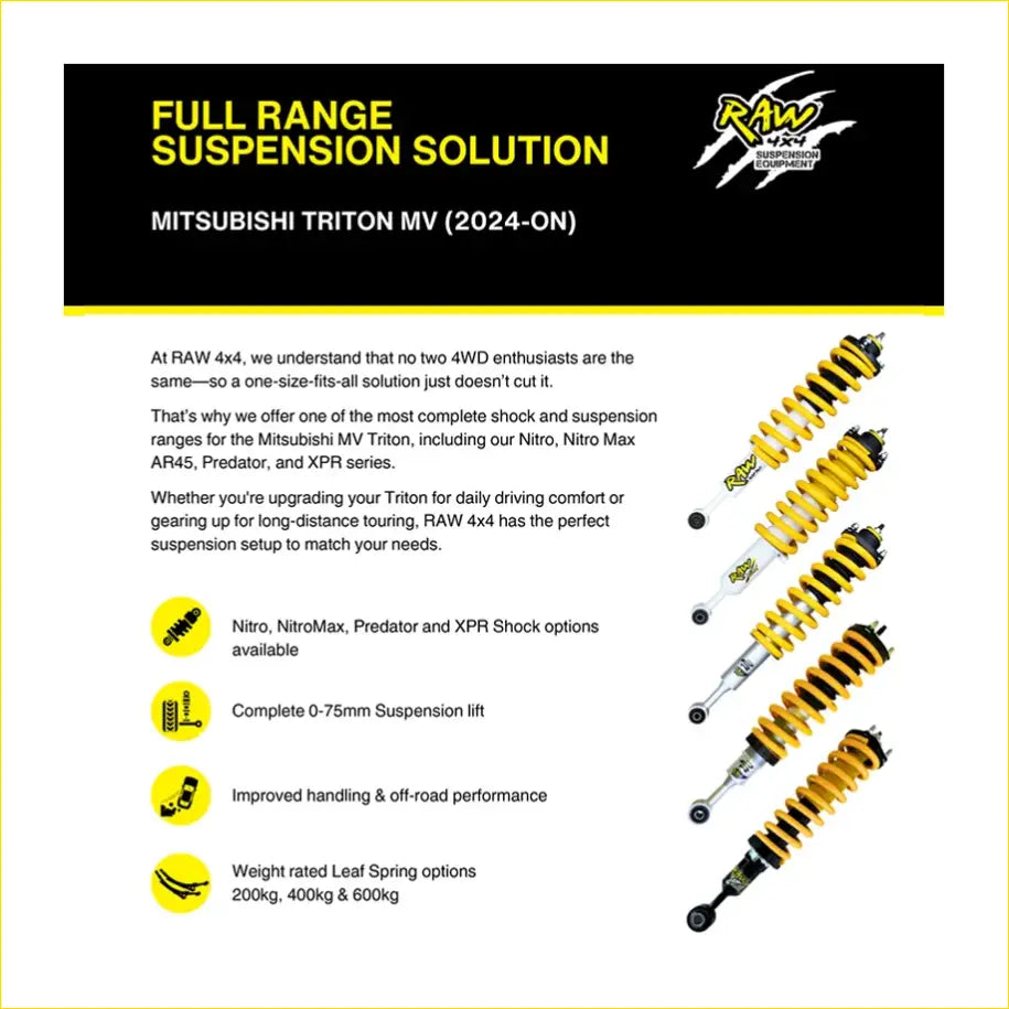 Mitsubishi Triton MV (2024 onwards) - Raw Nitro Lift Kit
