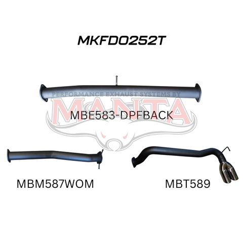 Manta Ford PX2 Ranger 3in DPF Back Without Muffler, Twin