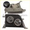 Modified black headlight assembly for Toyota Land Cruiser Prado 1998-1999 with two circular lenses and chrome accents