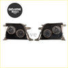 Modified black headlights for toyota land cruiser prado 1998-1999 with two circular lenses and metallic brackets