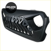 Modified grill for jeep wrangler jl 2018-2020 in black matte finish with angular geometric slats and aggressive design