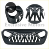 Black matte metal grille insert set with aggressive geometric cutouts for jeep wrangler jl 2018-2020