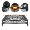 Black honeycomb patterned truck grille with integrated amber led lights for hilux revo rocco 2021
