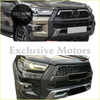 Modified racing grille for hilux revo rocco 2021 with black matte finish chrome accents and central toyota emblem