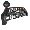 Black honeycomb-patterned truck grille with amber led lights for hilux revo rocco 2021 modified racing grills