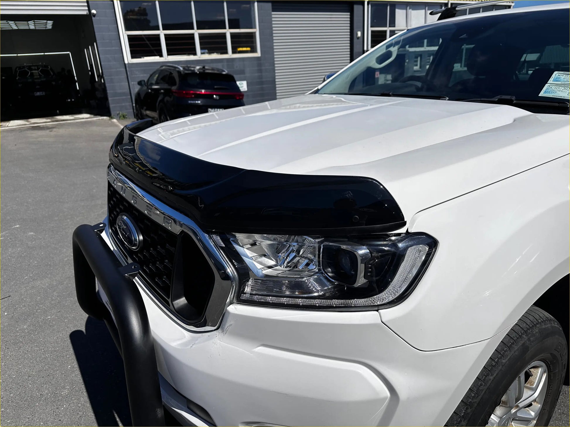 Black glossy plastic front bumper guard monsoon and bonnet guard aftermarket style for white ford ranger px2 px3