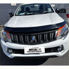 White mitsubishi triton 2015-2018 with monsoon bonnet guard featuring black front grille and hood protector