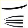 Black glossy vinyl car window visors set for monsoon and bonnet guard mitsubishi triton 2015-2018 shown from back side