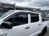 Black plastic side window visors on white toyota hilux 2012-2015 with monsoon and bonnet guard accessory