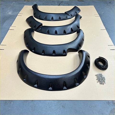 Black plastic matte black monster flare bolt style fender flares with rugged texture for toyota hilux vigo 2012-2015