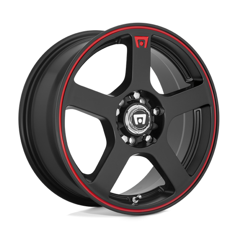 Motegi FS5 MR116 15x6.5 4x100/4x114.3 +40mm Matte Black Red Stripe