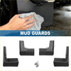 Black plastic mud flap splash guards with angular design and pre-drilled holes for toyota prius hatchback 2010-2015