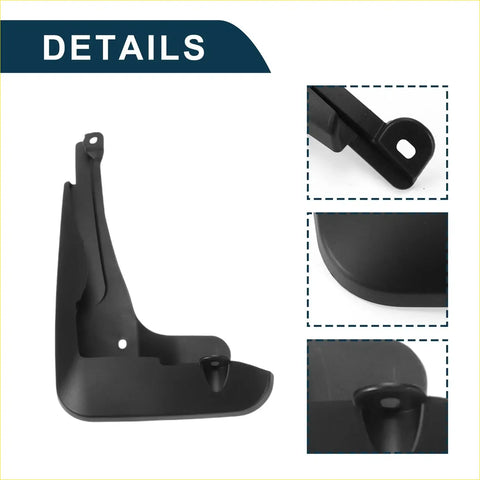 Black plastic car side mud flap with curved angular design and mounting holes for toyota bZ3 2023-2024 splash guard set