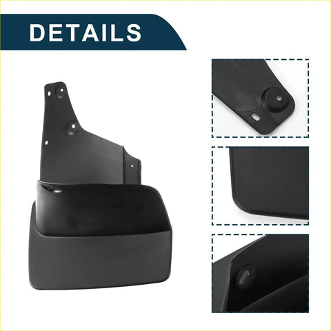 Black plastic mud flap with mounting holes and curved design for toyota land cruiser lc100 1998-2007 backside view