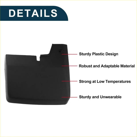 Black plastic mud flap with sturdy molded design for toyota land cruiser lc70 splash guard set back side view