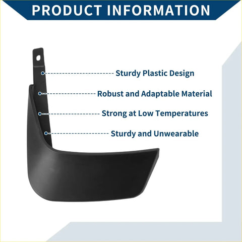 Black plastic mud flap with sturdy curved design and mounting hole for Toyota Vitz 2005-2010 splash guards