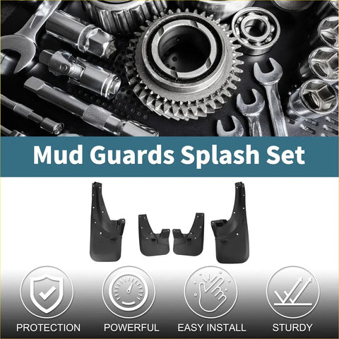 Black plastic mud flaps splash guards set for toyota 4runner 2003-2009 back side view for vehicle protection